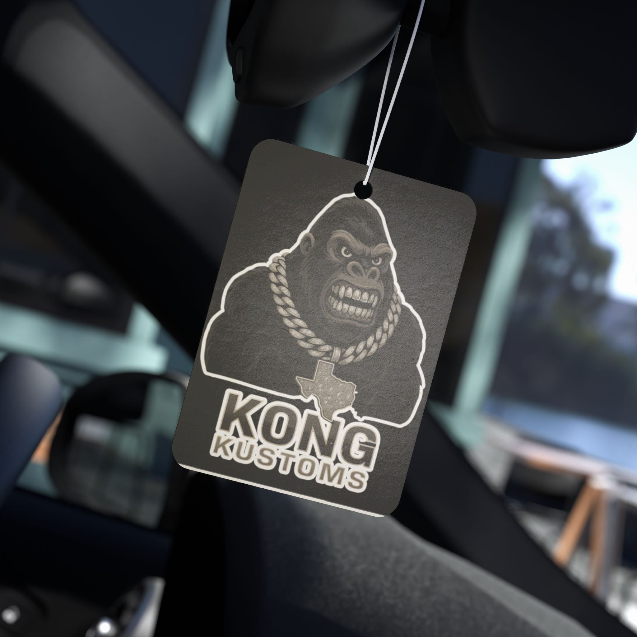 Kong Kustoms Car Air Freshener – Chrome Gorilla Texas Chain Design | Luxury Streetwear Scent Accessory for Cars & Trucks