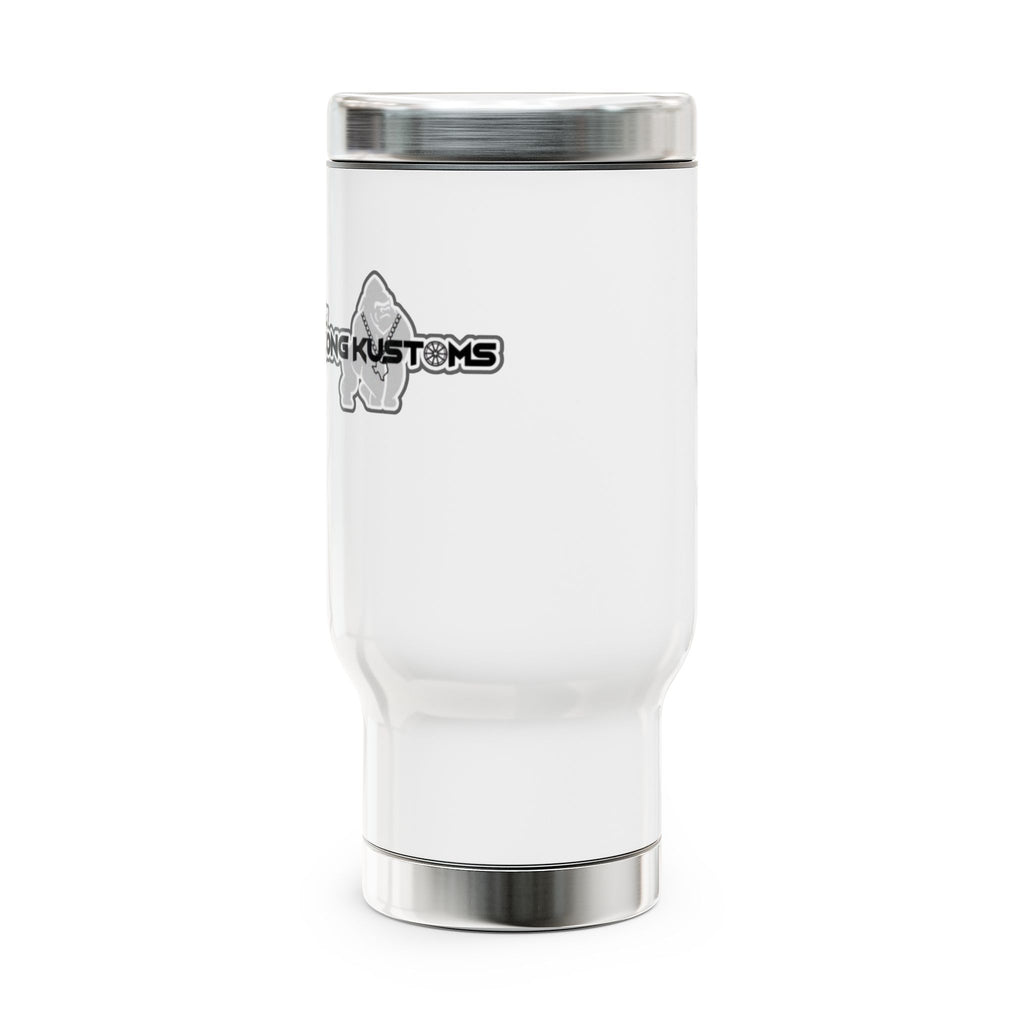 Travel Mug — Insulated 14oz Stainless Steel Tumbler with Handle (Kong Kustoms Logo)