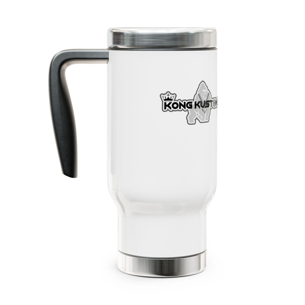 Travel Mug — Insulated 14oz Stainless Steel Tumbler with Handle (Kong Kustoms Logo)